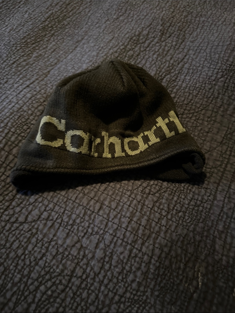 Carhartt Black Beanie with Olive Logo